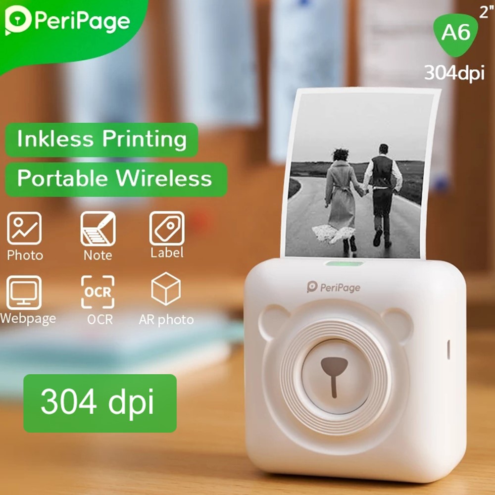 PERIPAGE A6 2nd Thermal Printer for Student Mobile Phone Photo HD 304dpi Bluetooth-compatible Portable Mini Printer for Label Handbook