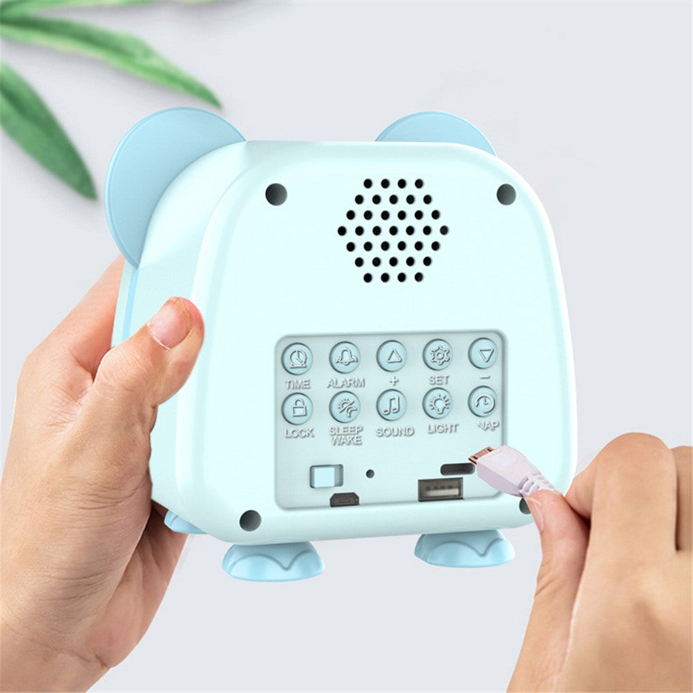 JS2726E Cute Cartoon Panda Kids Digital Clock Children Sleep Training Alarm Clock with LED Night Light