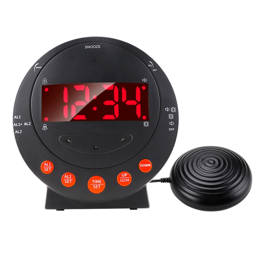 TS-BC600 Loud Vibrating Alarm Clock Digital 12 / 24H Bedroom Clock for Deaf Hearing Impaired Senior