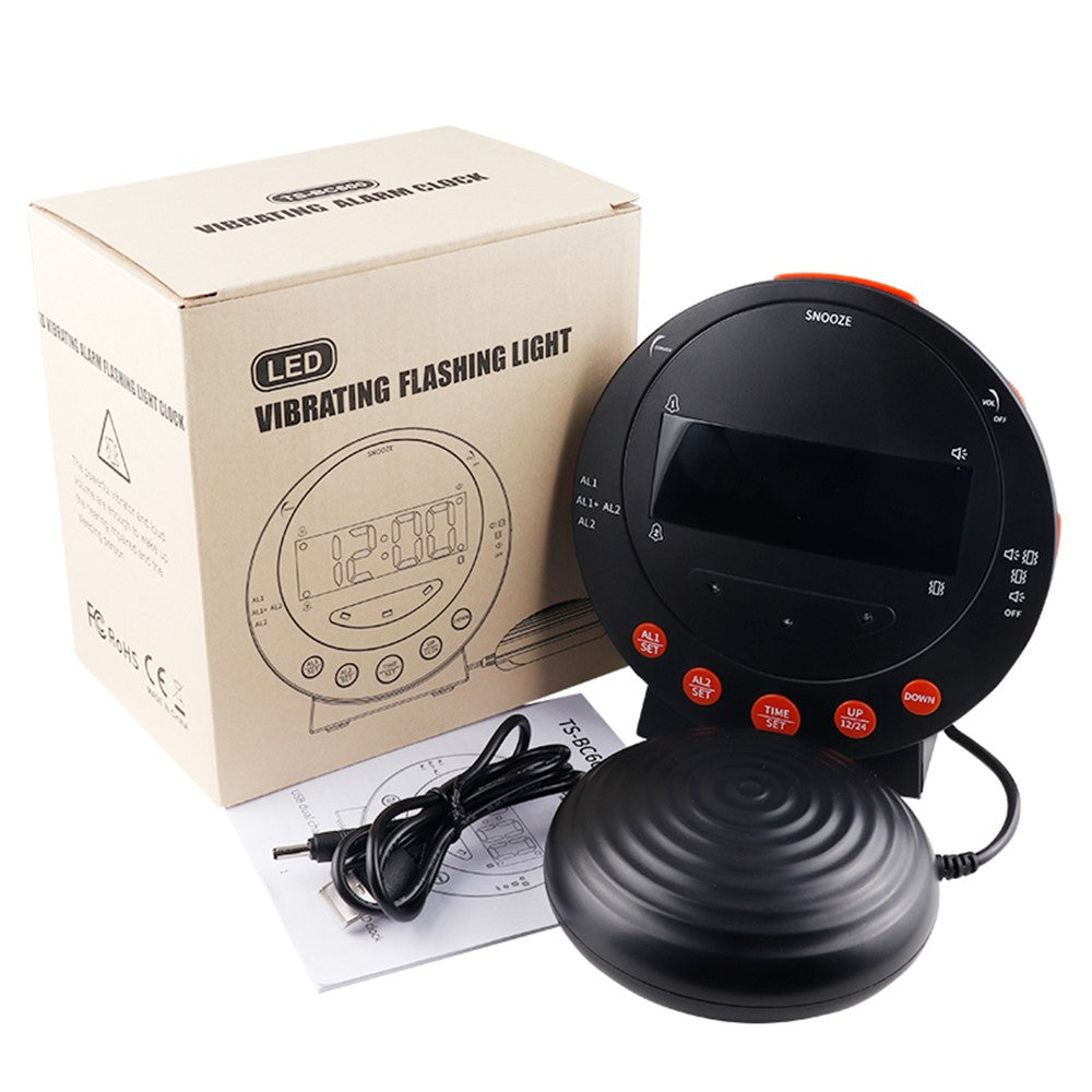 TS-BC600 Loud Vibrating Alarm Clock Digital 12 / 24H Bedroom Clock for Deaf Hearing Impaired Senior