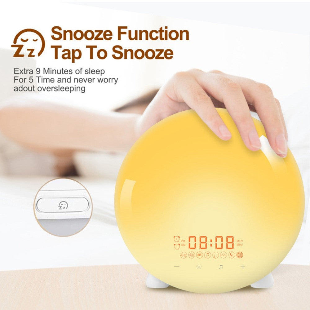 SH-123 Digital Wake-Up Light Sunrise / Sunset Simulation Alarm Clock with FM Radio Night Light Bluetooth-compatible Wireless Speaker