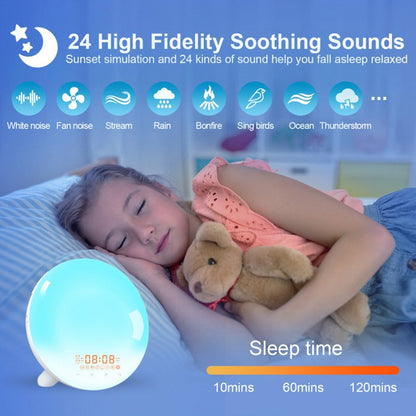 SH-123 Digital Wake-Up Light Sunrise / Sunset Simulation Alarm Clock with FM Radio Night Light Bluetooth-compatible Wireless Speaker