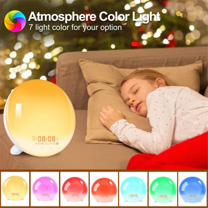 SH-123 Digital Wake-Up Light Sunrise / Sunset Simulation Alarm Clock with FM Radio Night Light Bluetooth-compatible Wireless Speaker