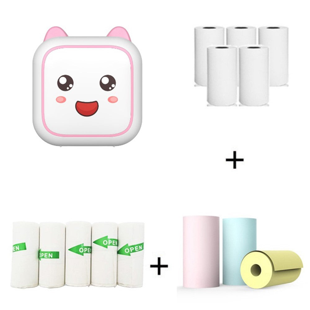 M6 Mini Sticker Printer Bluetooth-compatible Thermal Printer with 5 Rolls Paper + 5 Rolls Sticker + 3 Rolls Color Paper