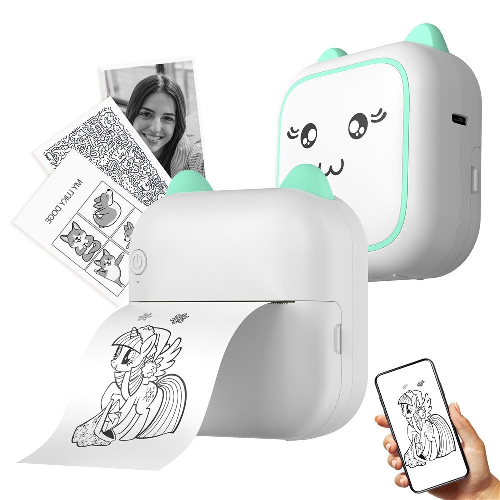 M5 Portable Bluetooth-Compatible Thermal Printer with 1 Roll Printing Paper for Photo Journal Notes Receipt Memo