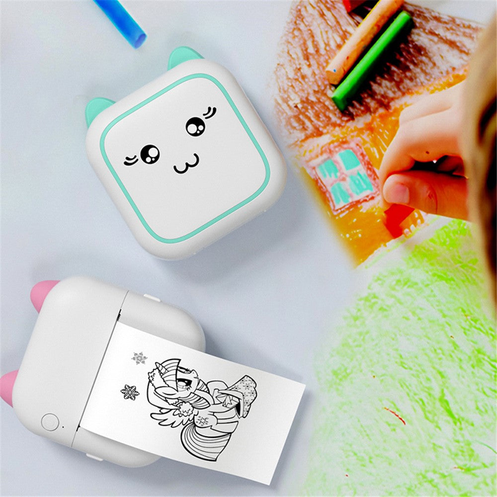 M5 Portable Bluetooth-Compatible Thermal Printer with 1 Roll Printing Paper for Photo Journal Notes Receipt Memo