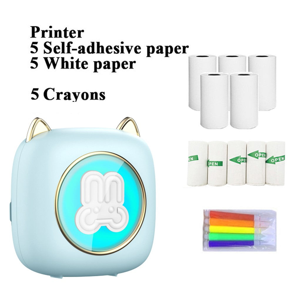 C23 Bluetooth-compatible Thermal Printer Wireless Mini Printer with Thermal Paper and Crayon