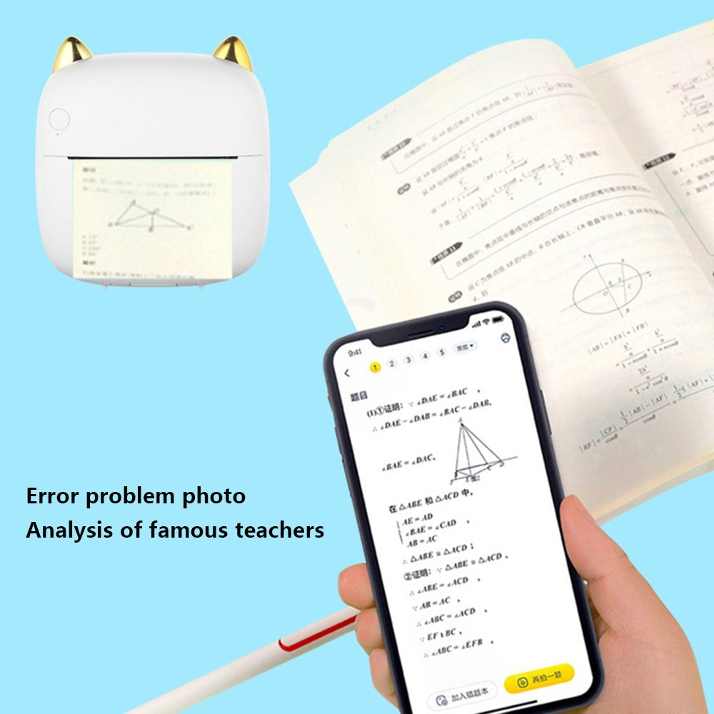 C23 Bluetooth-compatible Thermal Printer Wireless Mini Printer with Thermal Paper and Crayon