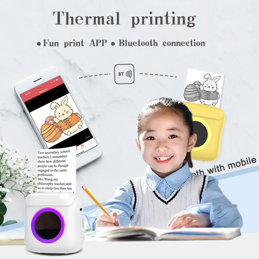 C22 Pocket Printer Bluetooth-compatible Inkless Mini Sticker Printer Colorful Atmosphere Light