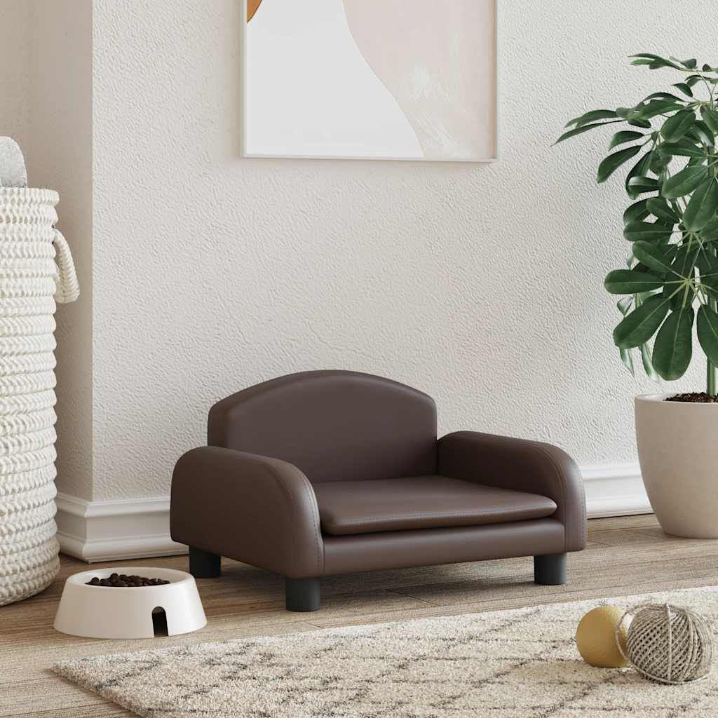 Hundebett Braun 50X40X30 Cm Kunstleder