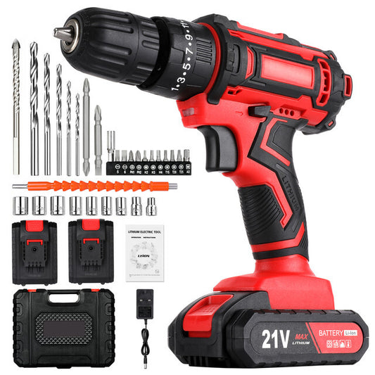 21V Akku-Schlagbohrschrauber Set – 2 Akkus, 2-Gang, inkl. Koffer & Zubehör