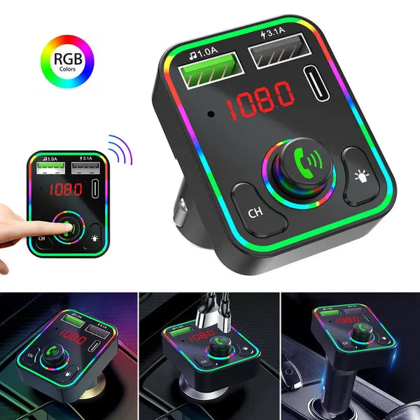 2er Set Auto Bluetooth FM Transmitter – MP3 Player mit LED & Schnellladung (PD)