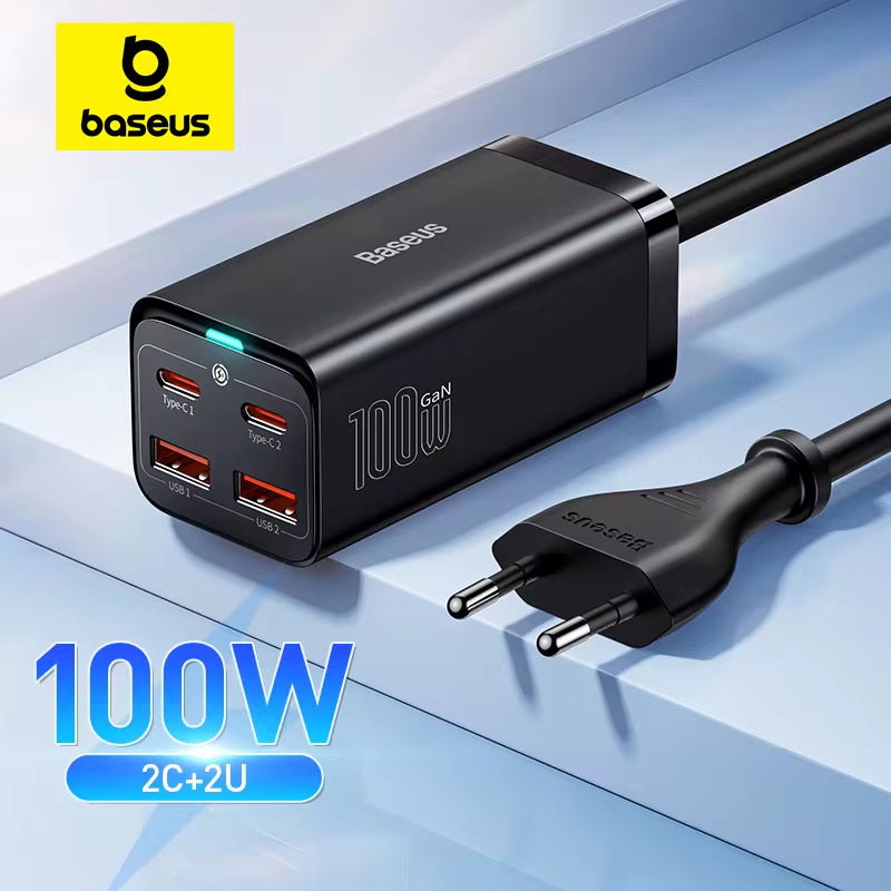 65W/100W Gan Charger Desktop Laptop Fast Charger 4 in 1 Adapter for Iphone 15 14 13 Pro Max Phone Charger Xiaomi Samsung