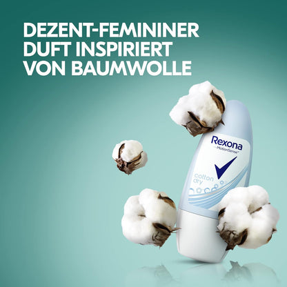 Rexona Motionsense Deo Roll-On Cotton Dry - Anti-Transpirant Mit 48 Stunden Schutz Gegen Starkes Schwitzen Und Körpergeruch - 50 Ml (6Er-Pack)