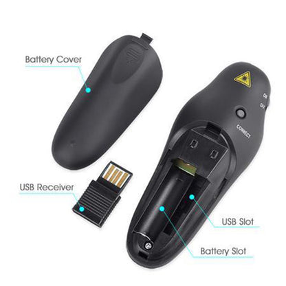 2.4GHz Laser Red Pointers Pen USB Receiver RF Remote Control Wireless Presenter PowerPoint Clicker Control Pointer