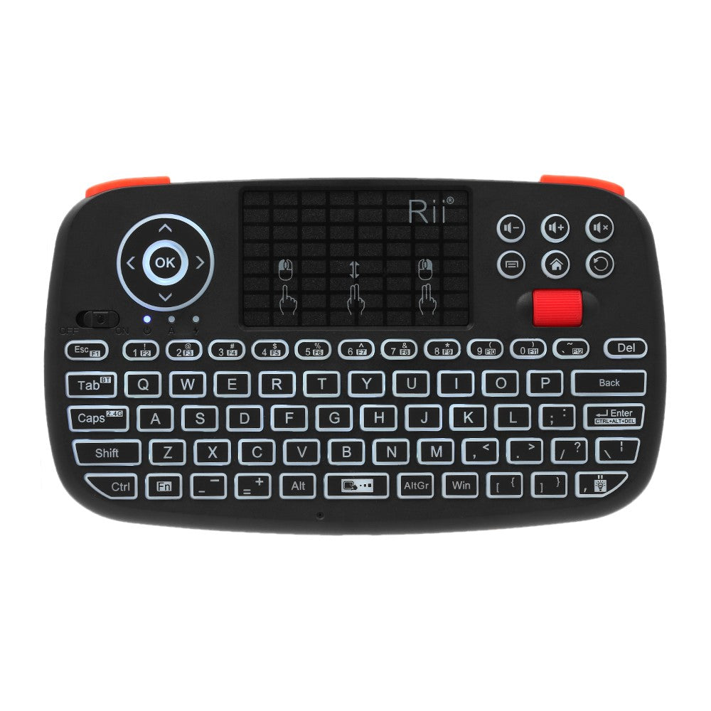 RII I4 Mini Bluetooth-compatible 2.4GHz for Windows Android (English Version) Dual-mode Hand-held Fingerboard Backlit Mouse Touchpad