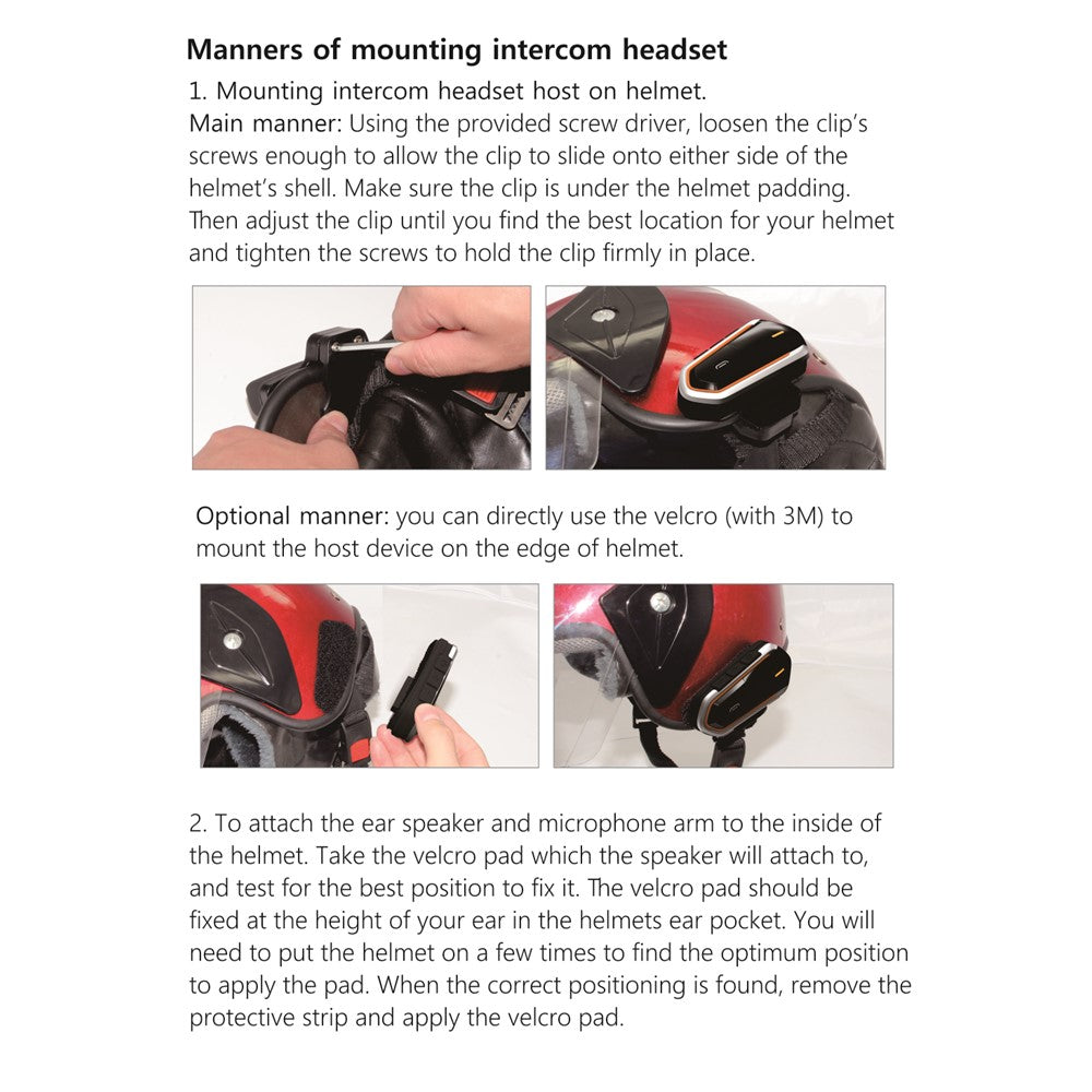 Motorradhelm Bluetooth-Headset mit FM Radio - Intercom bis 1000m