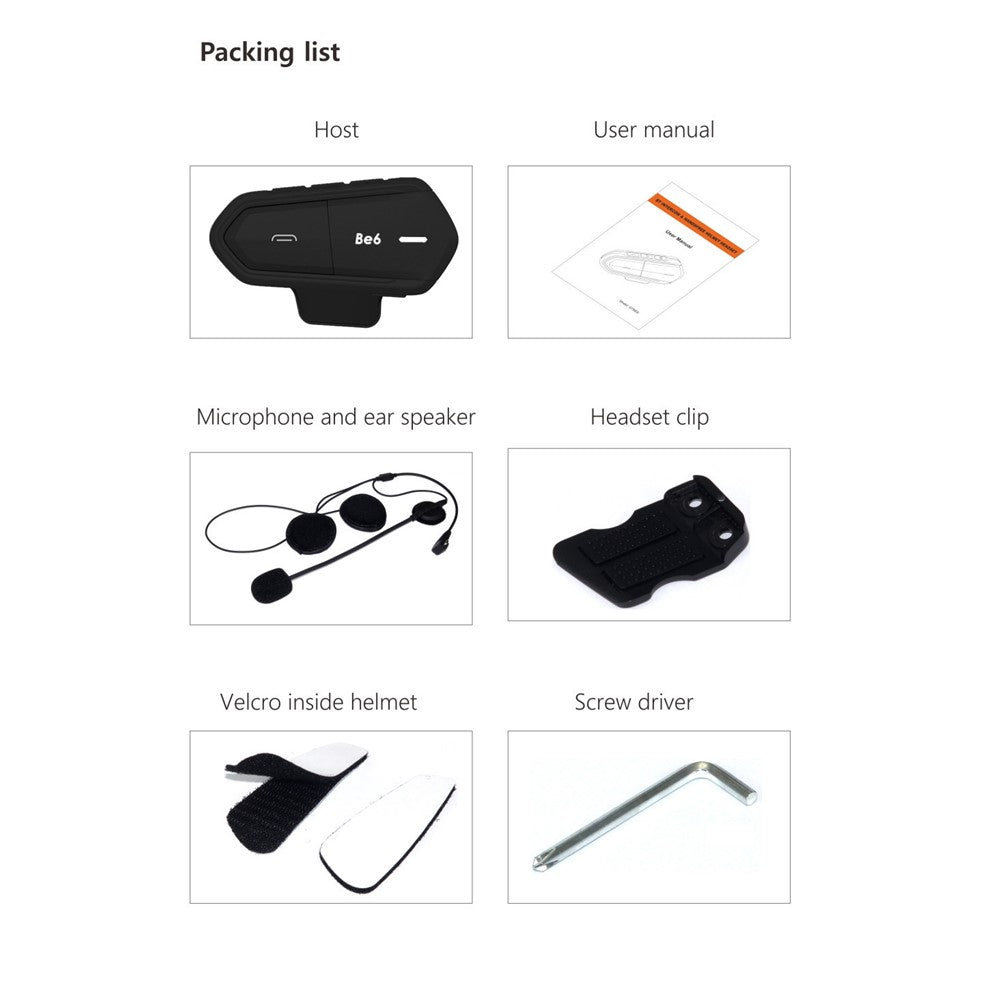 Motorradhelm Bluetooth-Headset mit FM Radio - Intercom bis 1000m