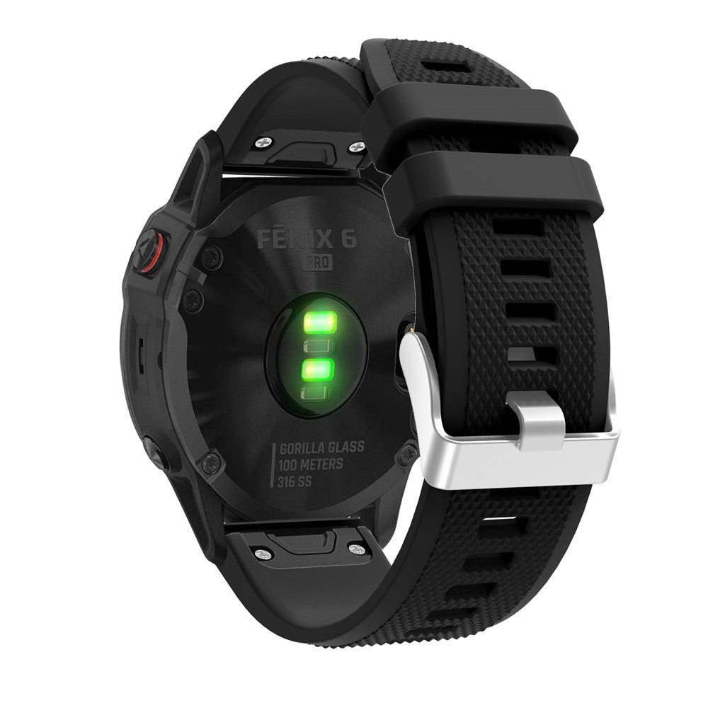 Silikon Sportarmband 22mm für Garmin Fenix 6 mit silberner Schnalle