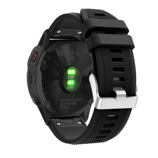 Silikon Sportarmband 22mm für Garmin Fenix 6 mit silberner Schnalle