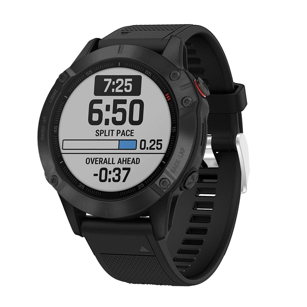 Silikon Sportarmband 22mm für Garmin Fenix 6 mit silberner Schnalle
