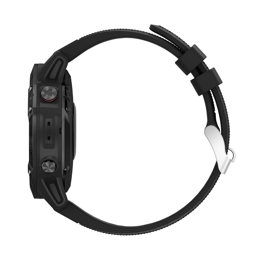 Silikon Sportarmband 22mm für Garmin Fenix 6 mit silberner Schnalle
