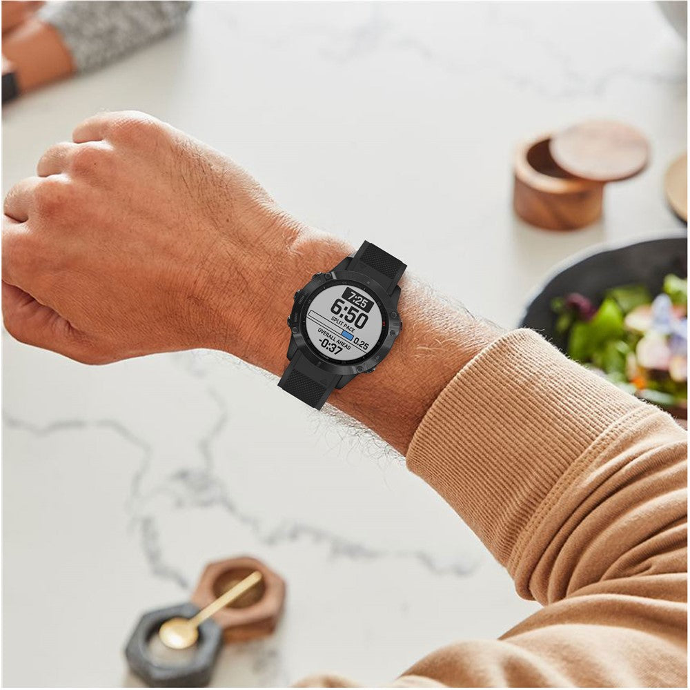 Silikon Sportarmband 22mm für Garmin Fenix 6 mit silberner Schnalle