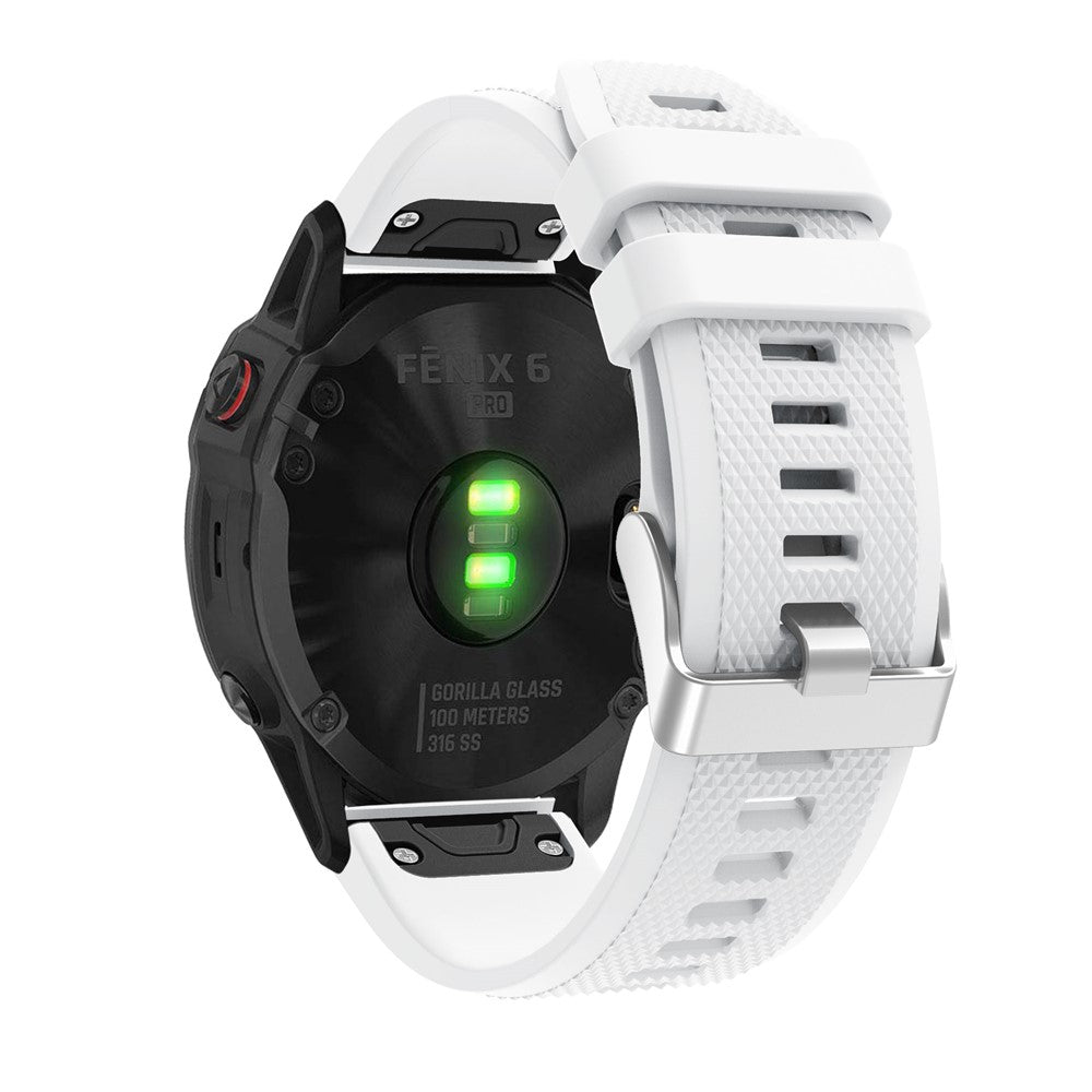 Silikon Sportarmband 22mm für Garmin Fenix 6 mit silberner Schnalle