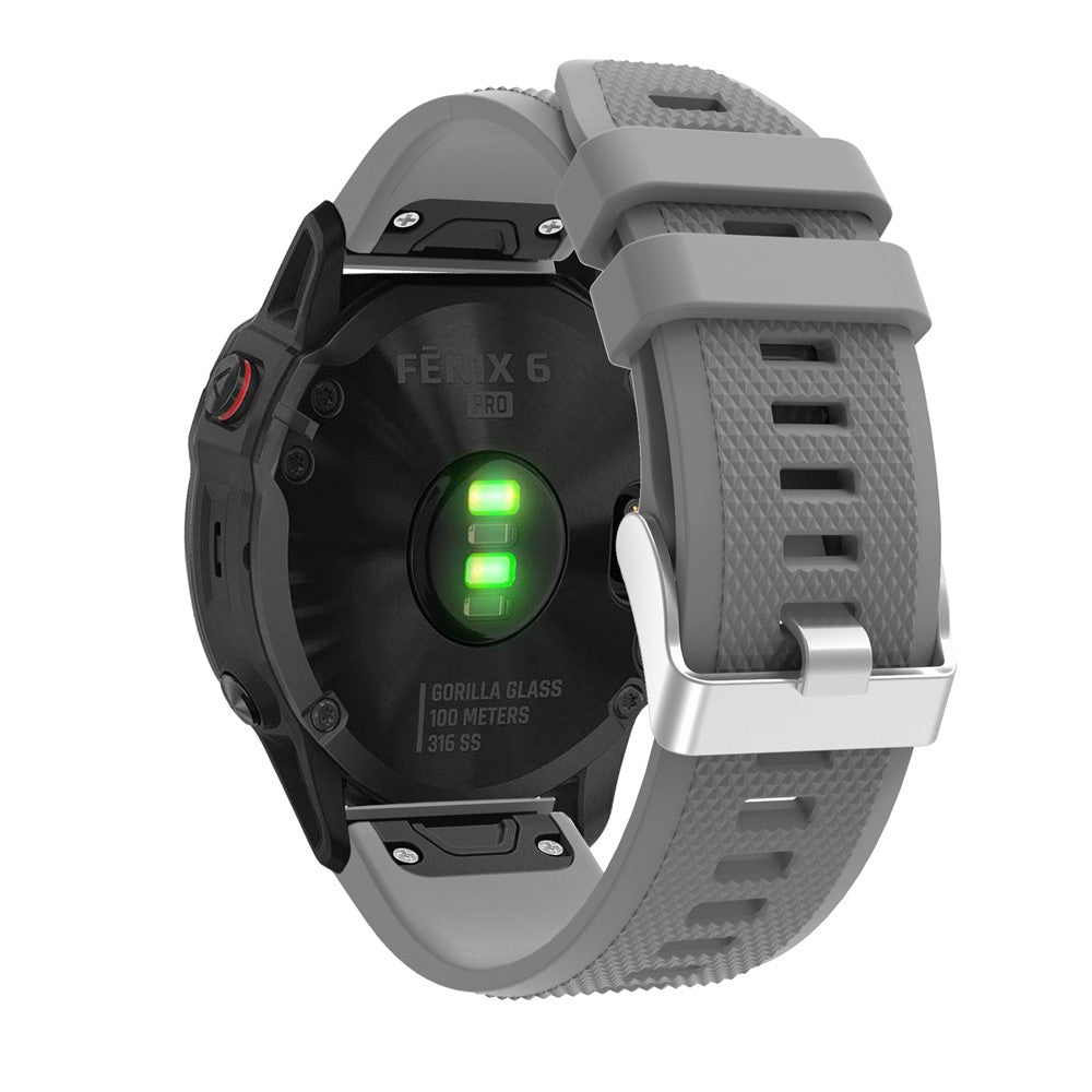 Silikon Sportarmband 22mm für Garmin Fenix 6 mit silberner Schnalle