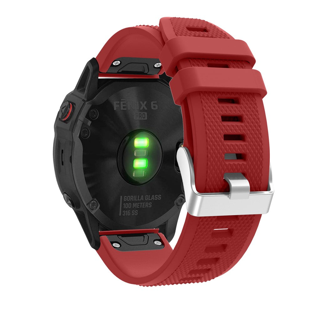 Silikon Sportarmband 22mm für Garmin Fenix 6 mit silberner Schnalle