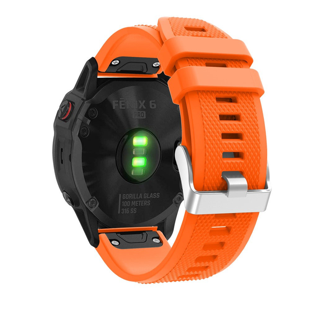 Silikon Sportarmband 22mm für Garmin Fenix 6 mit silberner Schnalle