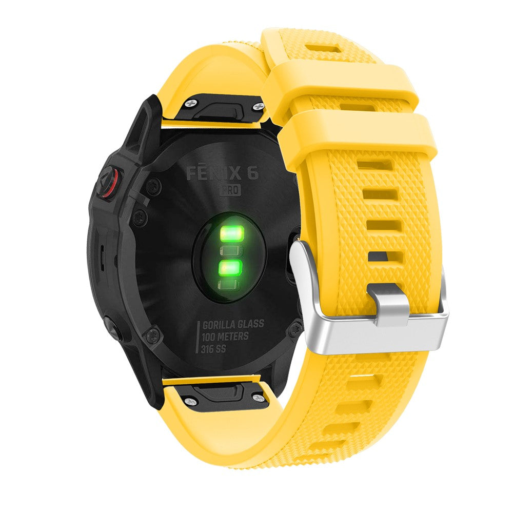 Silikon Sportarmband 22mm für Garmin Fenix 6 mit silberner Schnalle