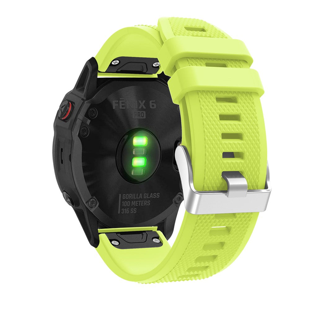 Silikon Sportarmband 22mm für Garmin Fenix 6 mit silberner Schnalle