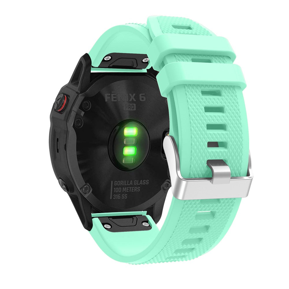Silikon Sportarmband 22mm für Garmin Fenix 6 mit silberner Schnalle