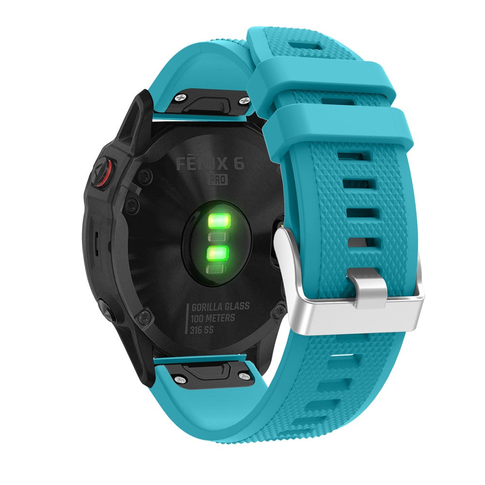 Silikon Sportarmband 22mm für Garmin Fenix 6 mit silberner Schnalle