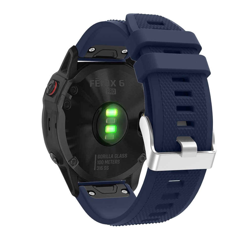 Silikon Sportarmband 22mm für Garmin Fenix 6 mit silberner Schnalle