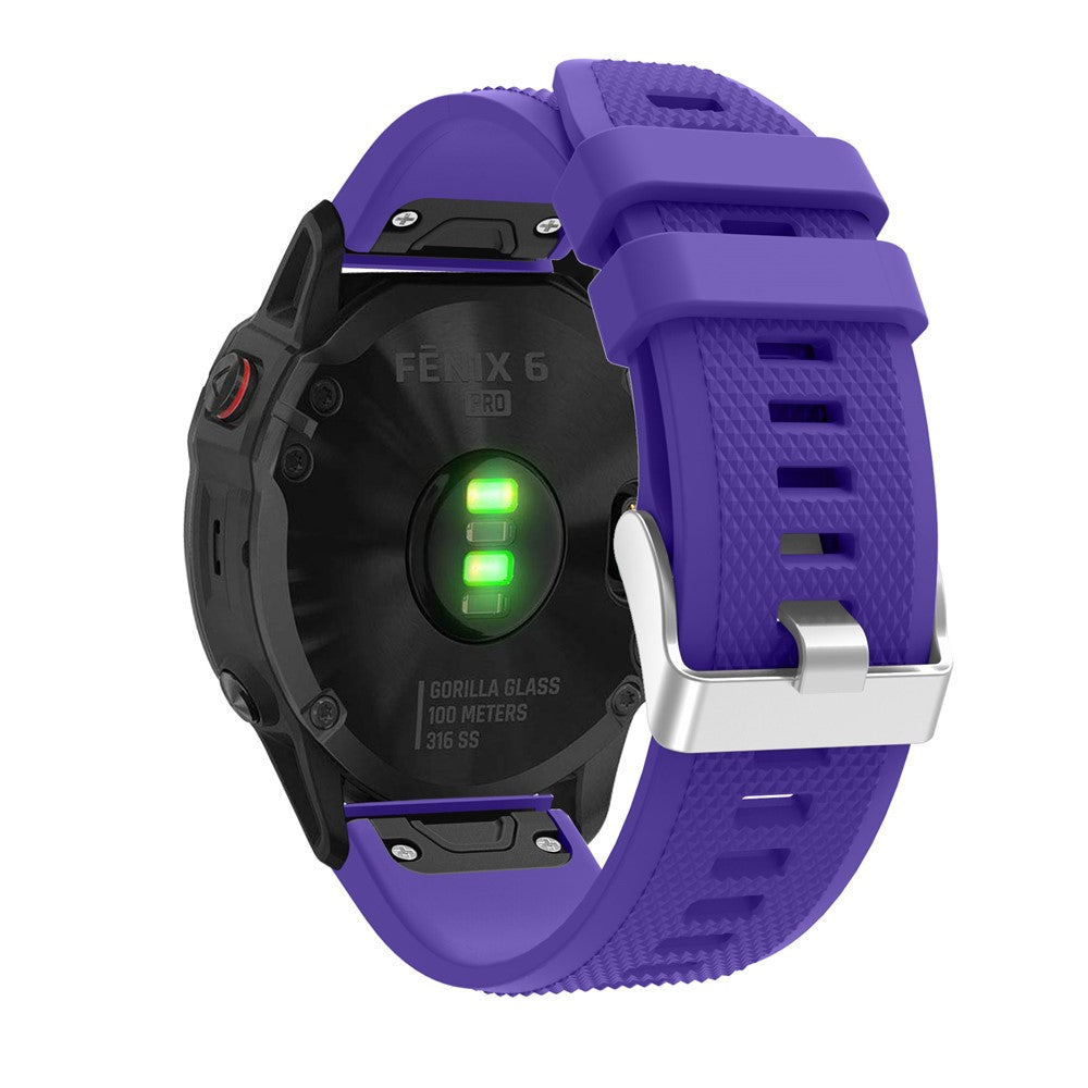 Silikon Sportarmband 22mm für Garmin Fenix 6 mit silberner Schnalle