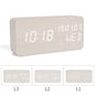 GREEN TIME LED Smart Voice Control Wood Alarm Clock with Calendar Temperature Time Display