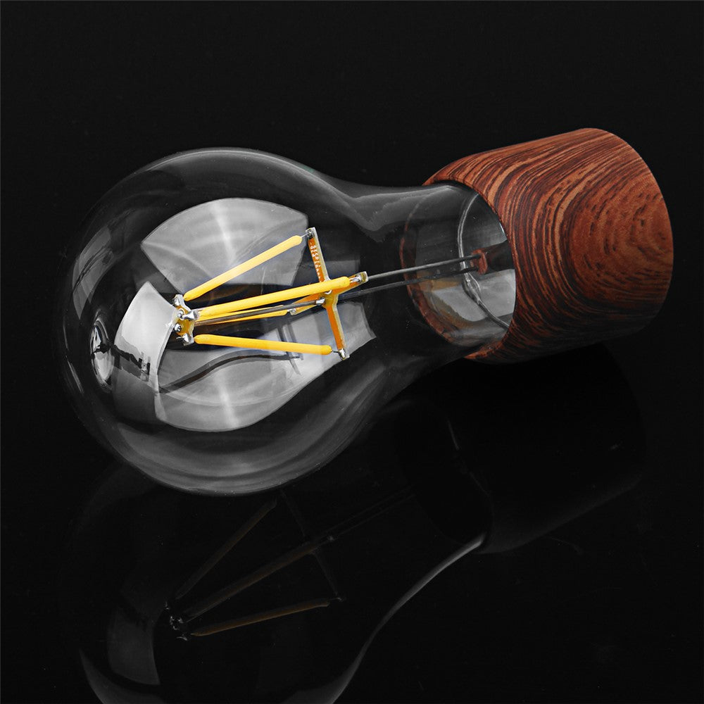Magnetic Levitating Light Bulb Desk Wood Grain Floating Lamp Home Office Decor