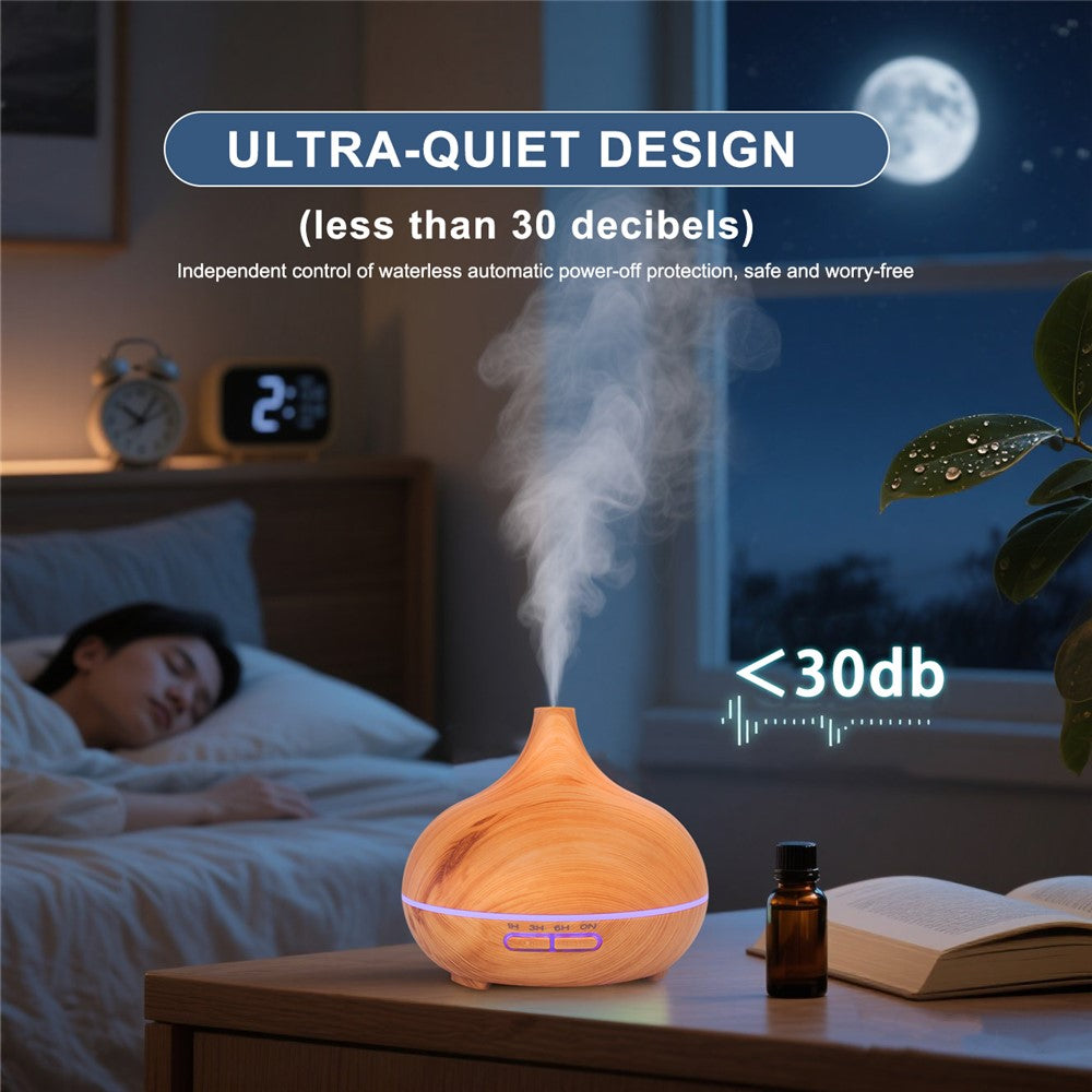 7-Color LED Light Essential Oil Mist Diffuser 300ml Wood Grain Aromatherapy Air Humidifier