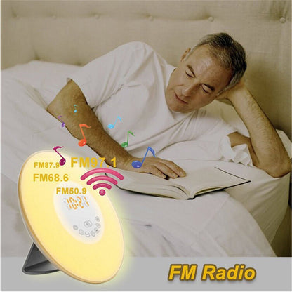 Touch Sensing Digital Alarm Clock Sunrise Simulation LED Wake Up Light with FM Radio Colorful Light