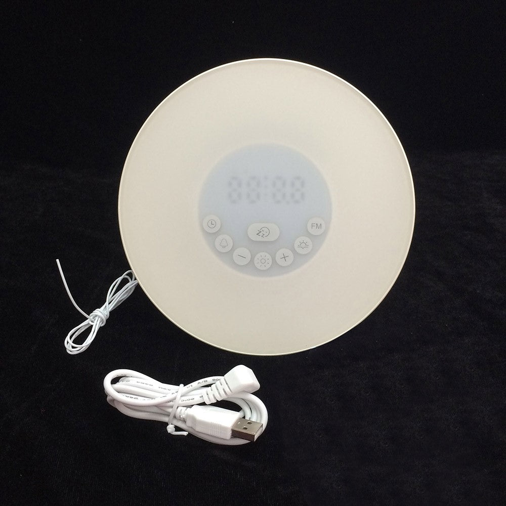 Touch Sensing Digital Alarm Clock Sunrise Simulation LED Wake Up Light with FM Radio Colorful Light