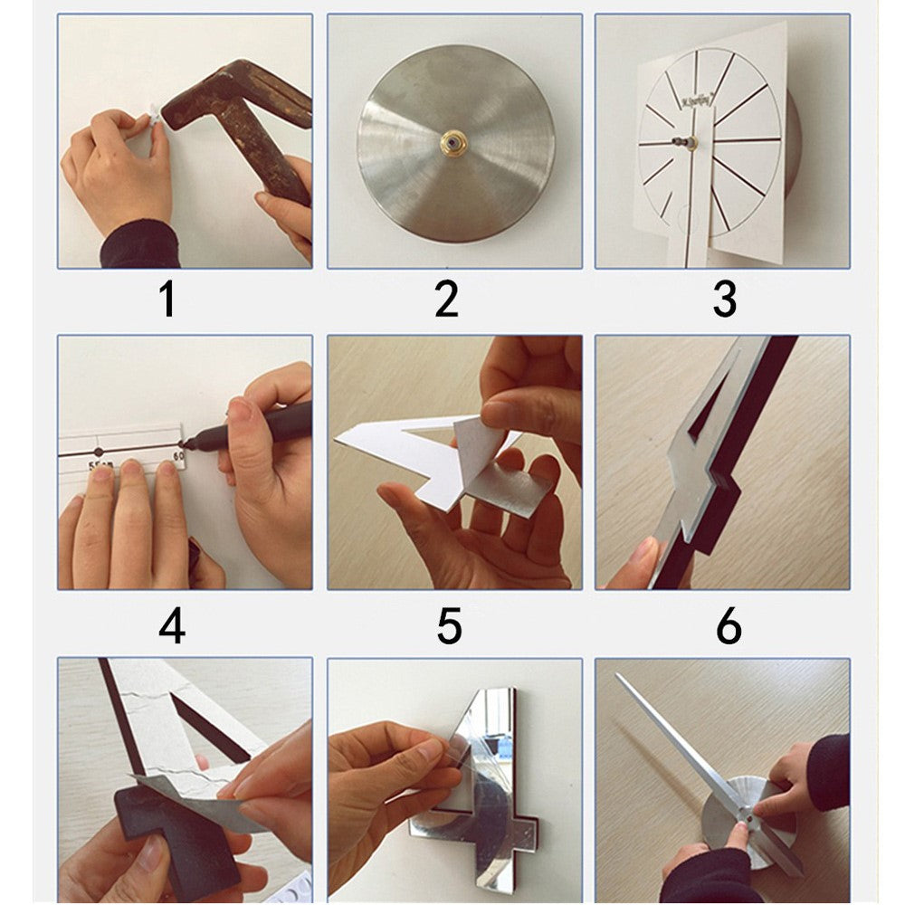 Modern Mute 3D Frameless Large Wall Clock DIY Room Home Decorations (3M002)