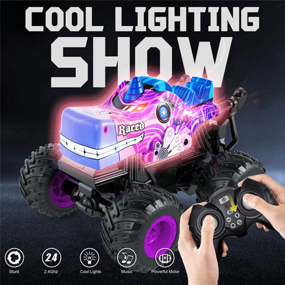 KY-S208A 1 / 20 Remote Control Car Cartoon Kids Stunt Car Toy with Light and Music