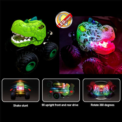 KY-S203A Cracked Pattern 1 / 20 Remote Control Toy Car Light Music Mist Spray Function Dinosaur Head Stunt Car