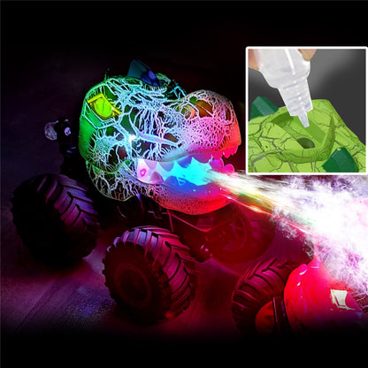 KY-S203A Cracked Pattern 1 / 20 Remote Control Toy Car Light Music Mist Spray Function Dinosaur Head Stunt Car