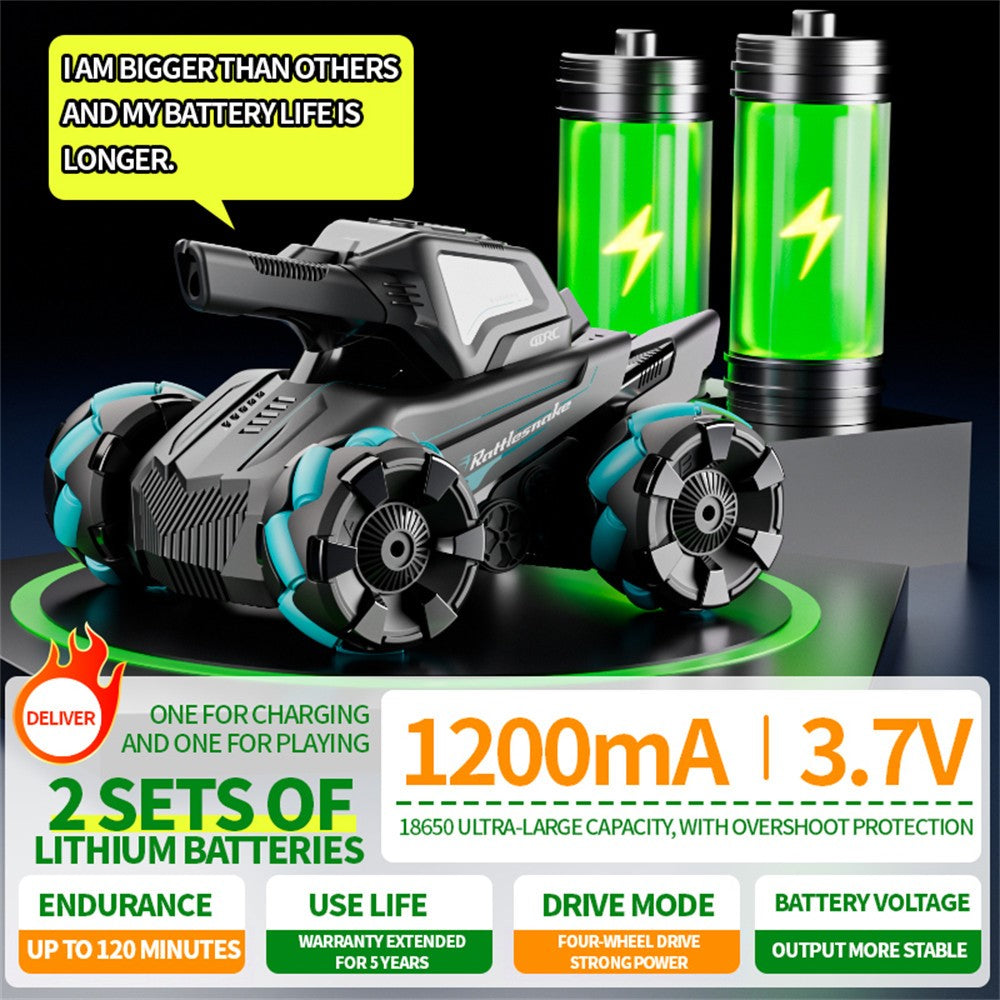 4DRC 4D-Y8 RC Tank Car 4WD Off-Road Water Bullet Shooter Dual Remote Control Dual Battery