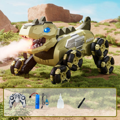 4DRC 4D-Y12 Dinosaur Shape 8 Wheels RC Car Spray Toy for Kids, Single Controller / Single Battery
