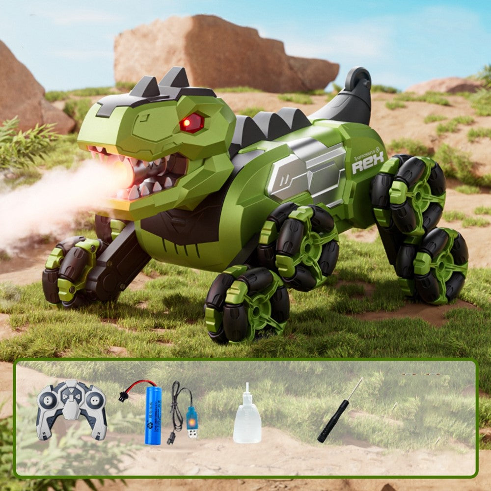 4DRC 4D-Y12 Dinosaur Shape 8 Wheels RC Car Spray Toy for Kids, Single Controller / Dual Battery