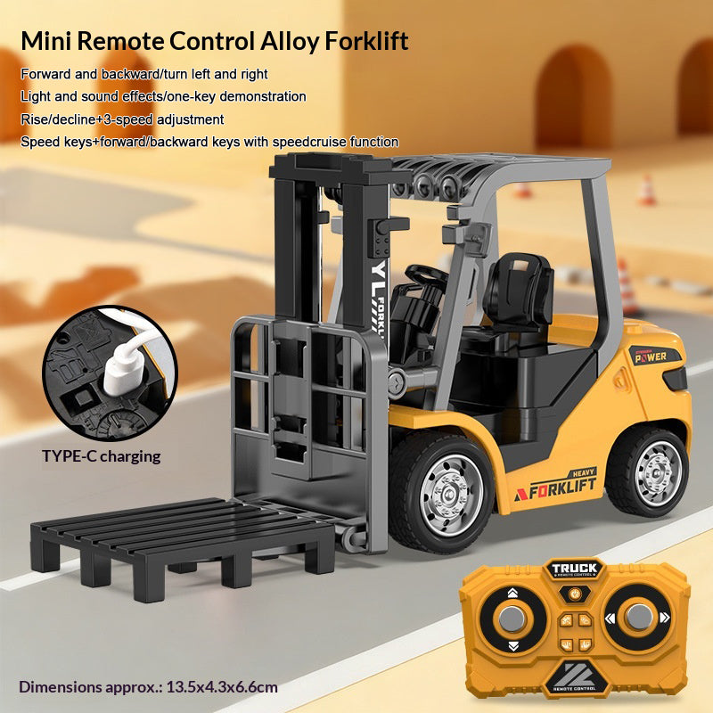 1:64 Mini RC Forklift with Light and Sound Variable Speed Remote Control Forklift Children Toy